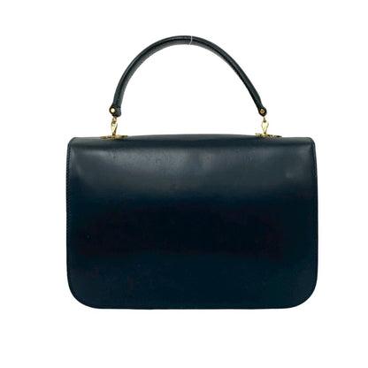 Celine Circle Logo Carriage Calf Leather Handbag/Mini Tote Bag Navy D97-2