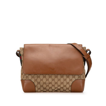 Gucci Gg Canvas Shoulder Bag 353401 Beige Brown Leather