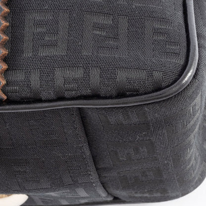 Fendi Zucca Canvas Handbag 8Bn161 Leather Black