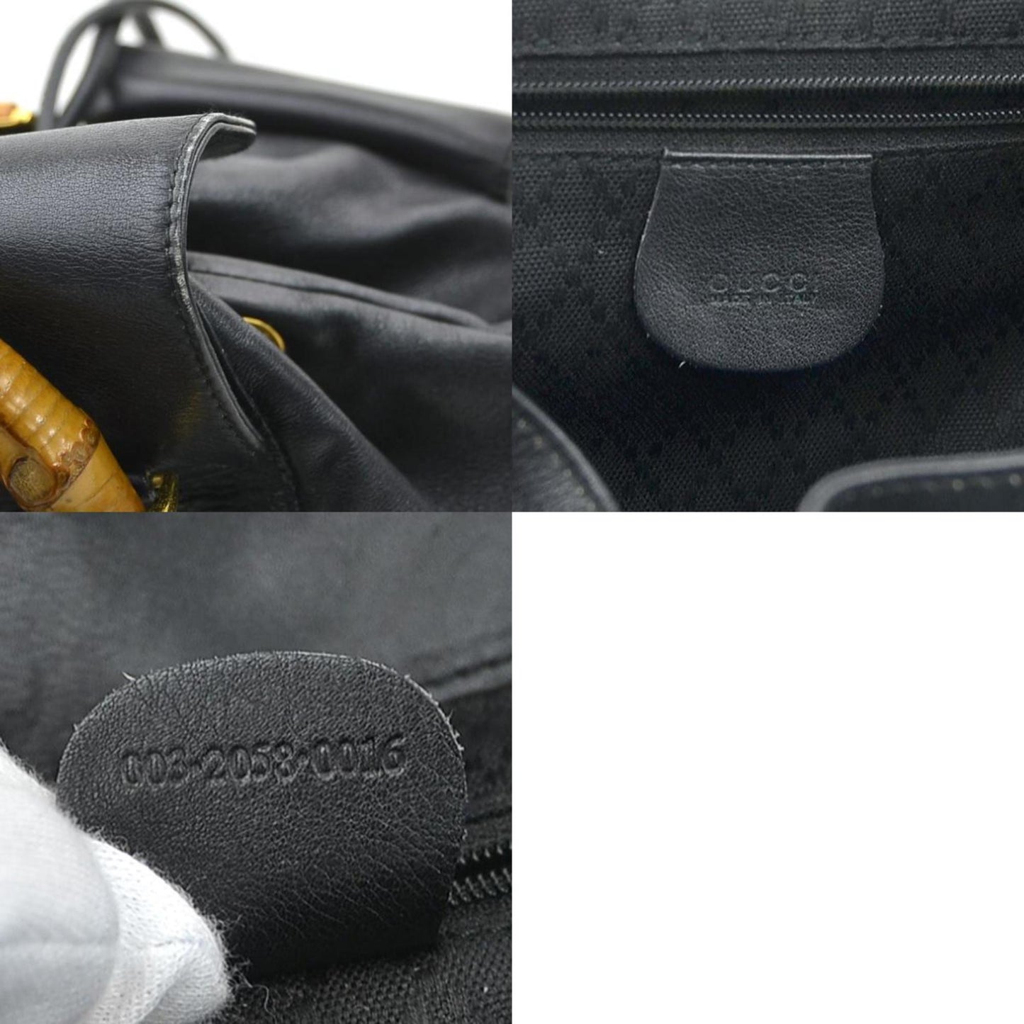 Gucci Bamboo Leather Backpack In Black