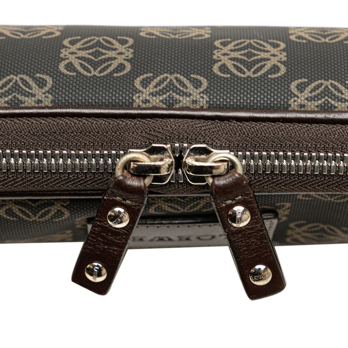 Loewe Anagram Clutch Bag Second Black Brown Pvc Leather