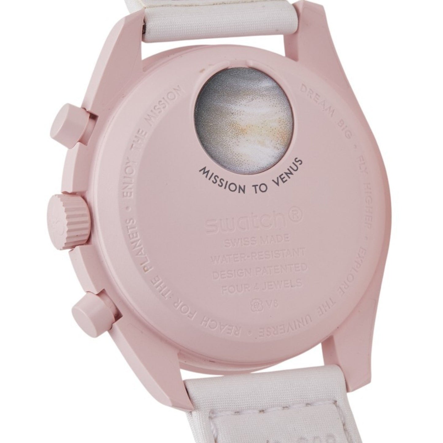 Omega X Swatch Speedmaster Moon Mission To Venus Watch So33P100 Quartz Beige Dial Ceramic Nylon