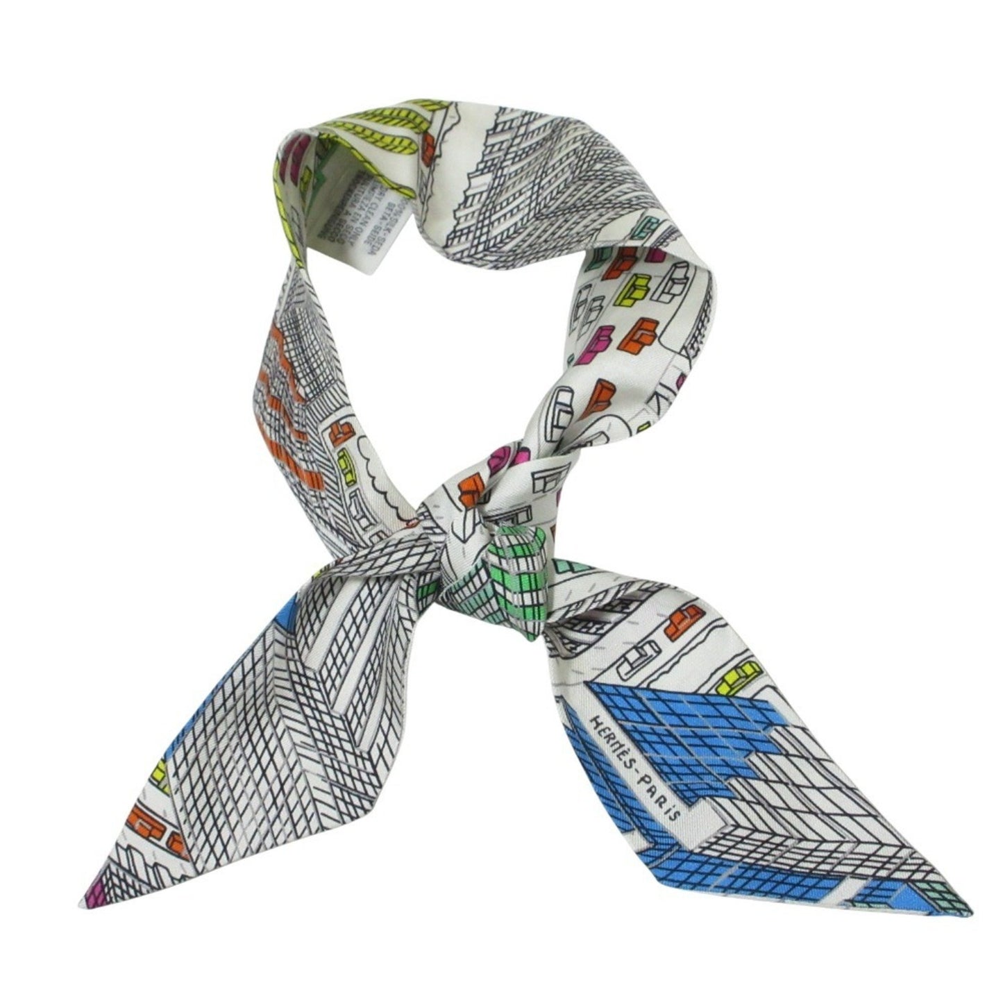 Hermes Twilly Pantin City Silk Scarf/Muffler White