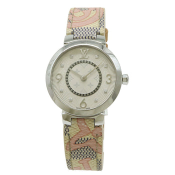 Louis Vuitton Tambour Monogram Silver Dial With 8 Diamonds