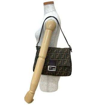 Fendi Mamma Bucket Ff Logo Print Leather Canvas Semi-Shoulder Bag/Handbag Brown 30404