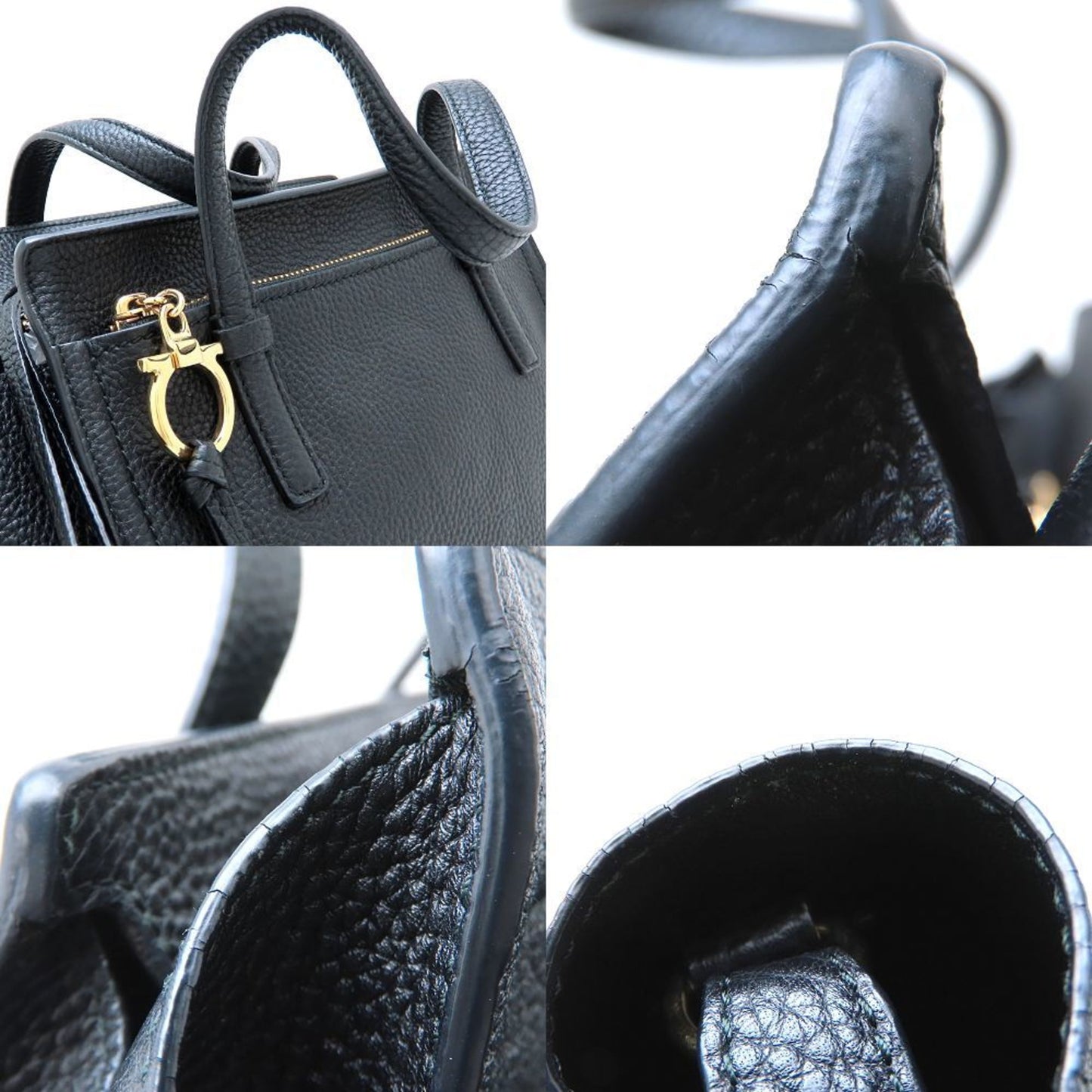 Salvatore Ferragamo Amy 2-Way Handbag In Black Leather