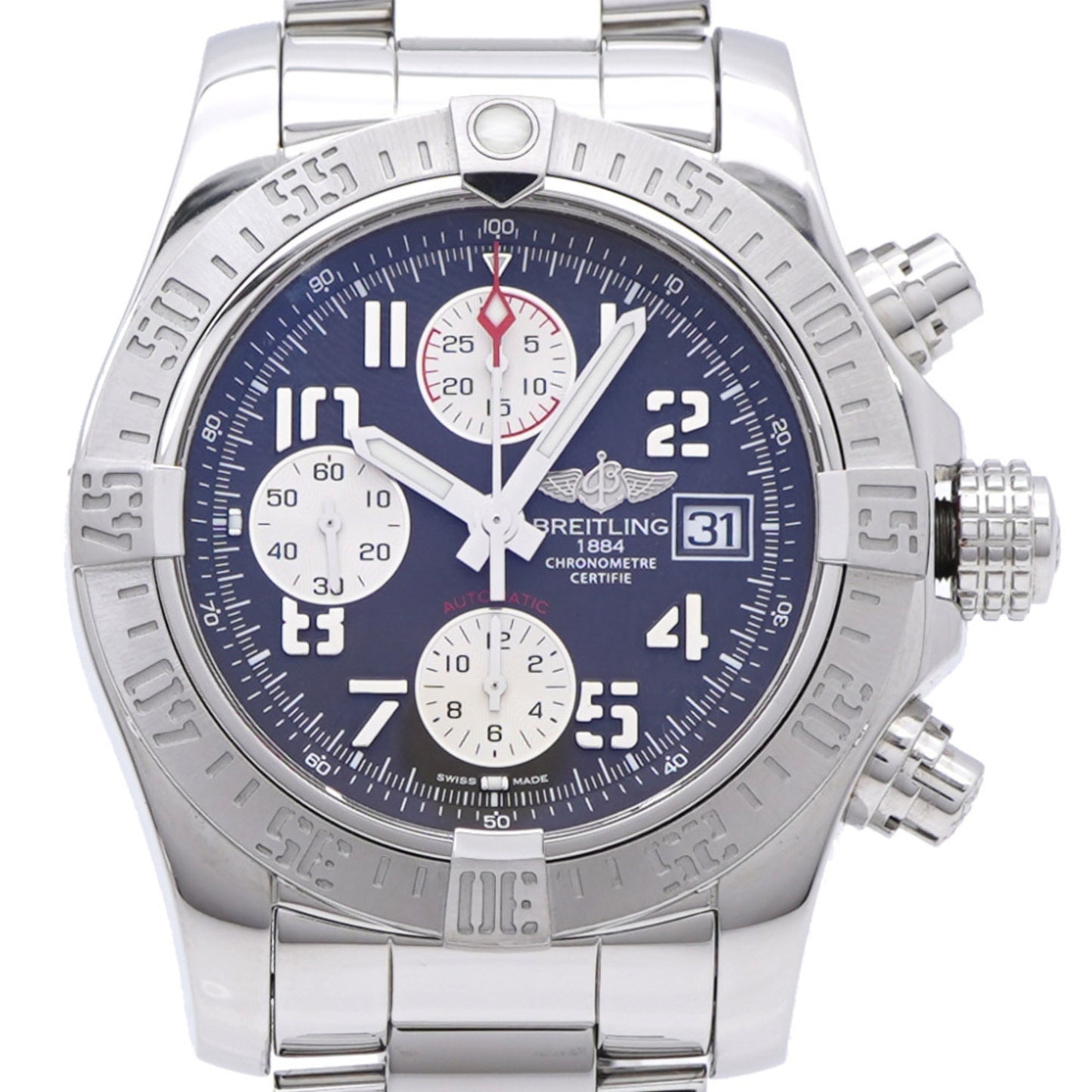 Like New Breitling Avenger Ii Chronograph A13381 Automatic Watch In Stainless Steel Tungsten Gray