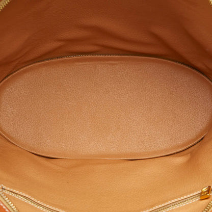 Celine Macadam Shoulder Bag Tote Brown Leather