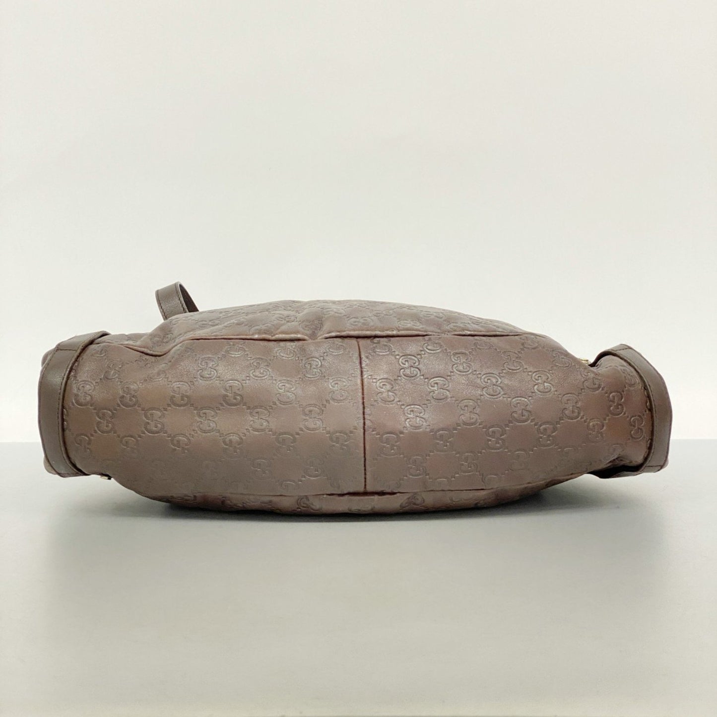 Gucci Tote Bag Guccissima 130736 Leather Dark Brown Champagne