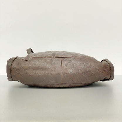 Gucci Tote Bag Guccissima 130736 Leather Dark Brown Champagne