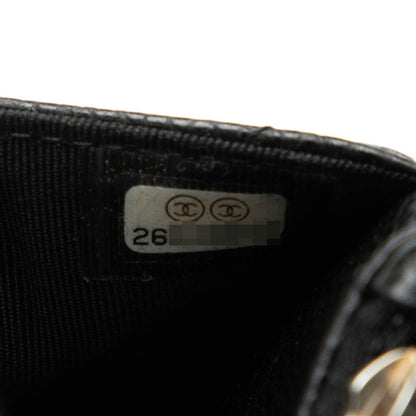 Chanel Matelasse Coco Mark Chain Shoulder Bag/Wallet Bag A33814 Black Caviar Skin