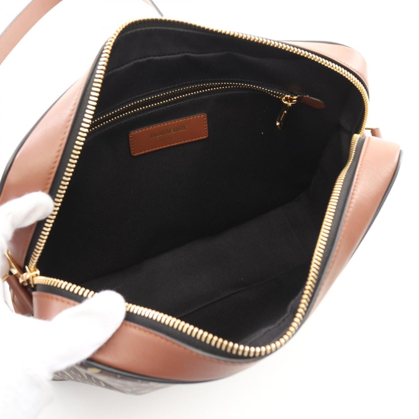 Burberry Tb Monogram Shoulder Bag Coated Canvas Leather