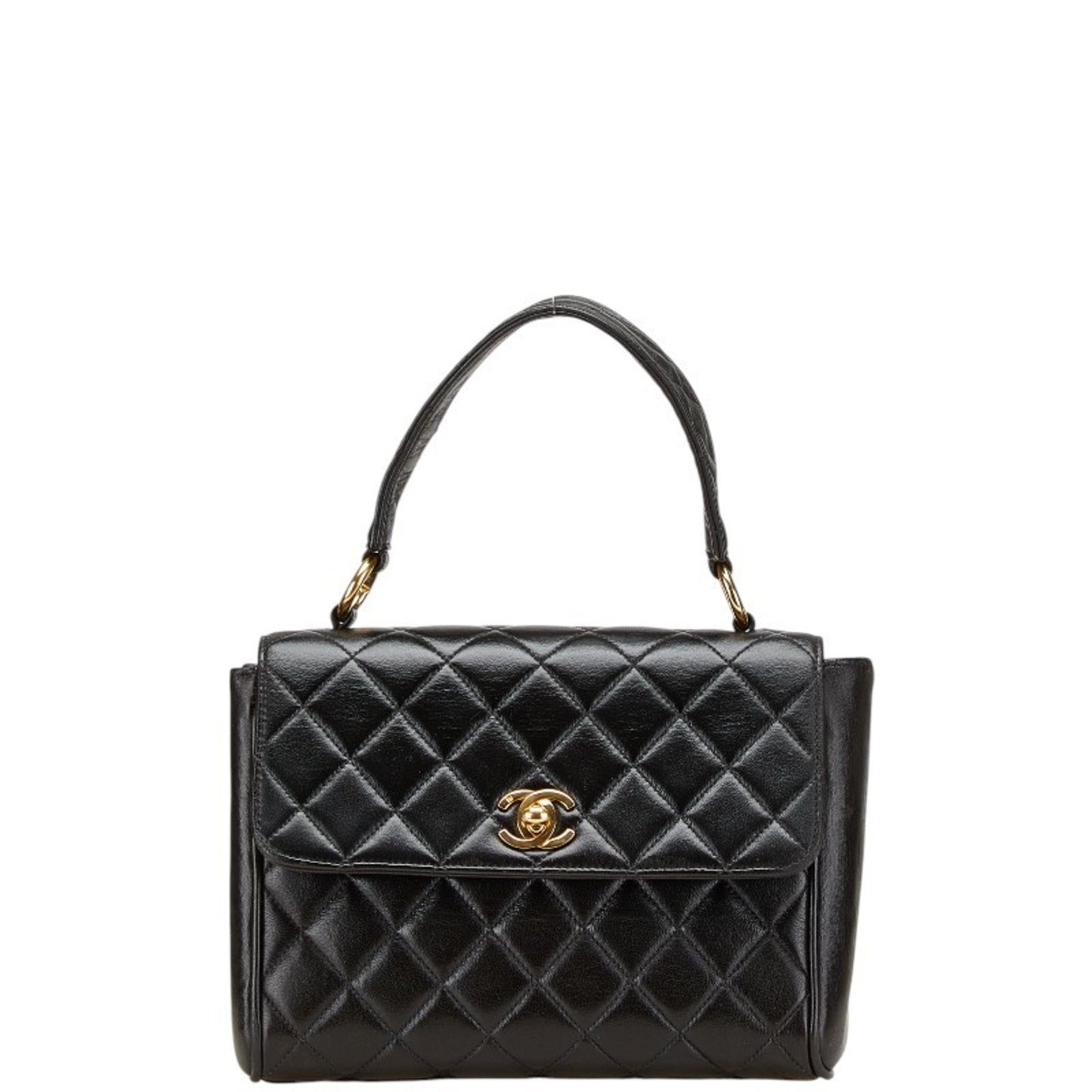 Chanel Matelasse Coco Mark Handbag In Black Lambskin