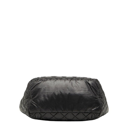 Chanel Coco Mark Cocoon Matelasse Handbag Tote Bag Black Nylon Leather