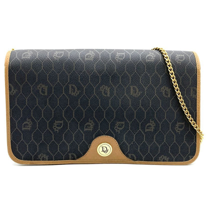 Christian Dior Dior Christian Honeycomb Shoulder Bag Black Brown Leather