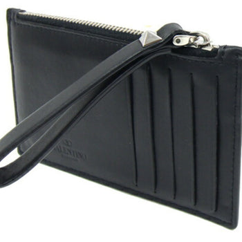 Valentino Coin Case Ty2P0540Lvn Black Neon Yellow Leather Fragment Card Wallet