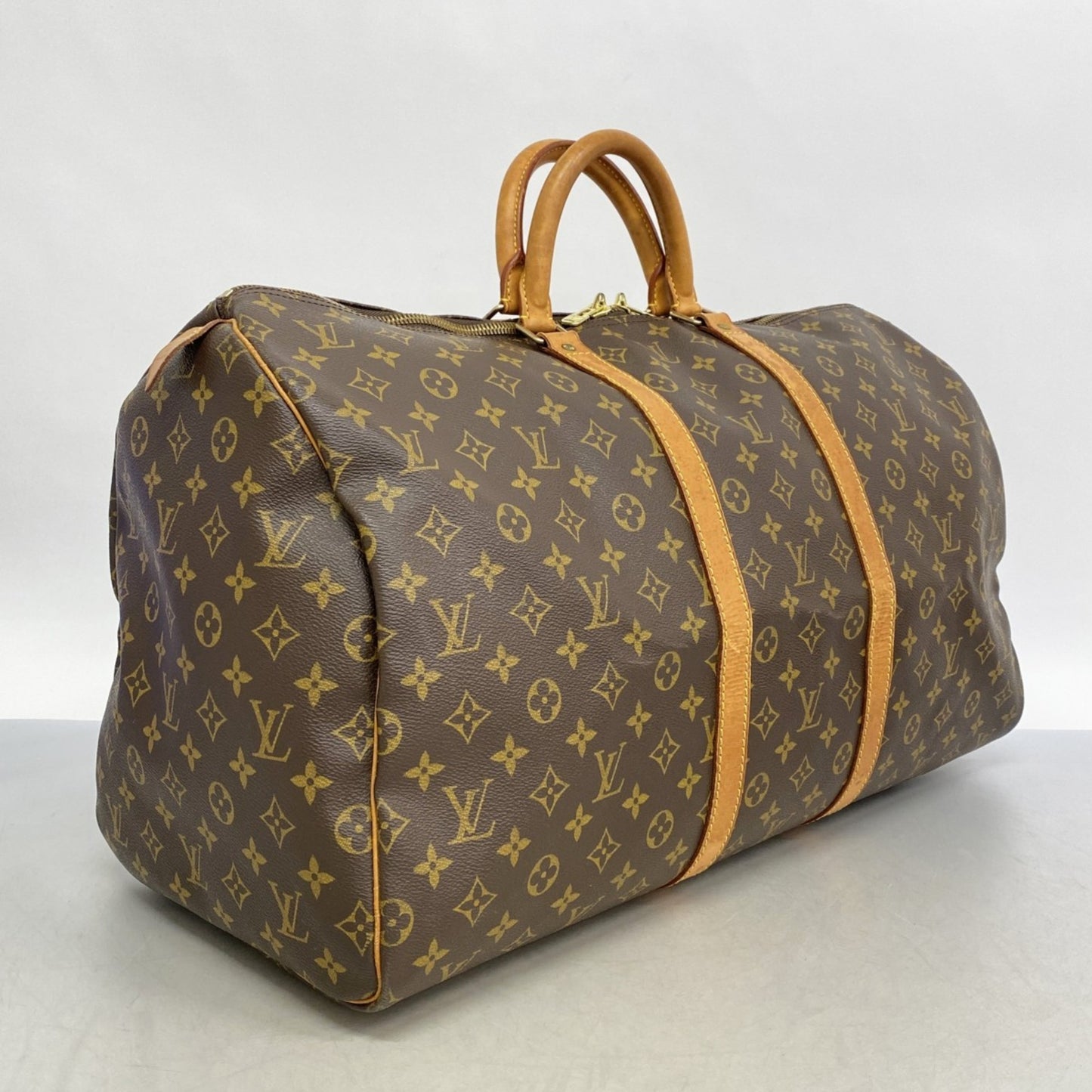 Louis Vuitton Monogram Keepall 55 Boston Bag M41424 Brown
