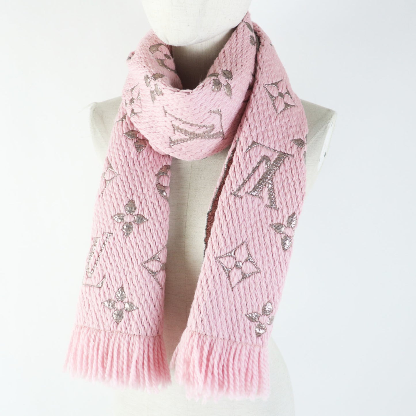 Louis Vuitton M70466 Logomania Wool And Silk Rose Ballerine Monogram Scarf
