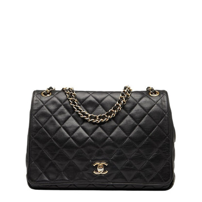 Chanel Matelasse Coco Mark Chain Shoulder Bag Handbag Black Lambskin
