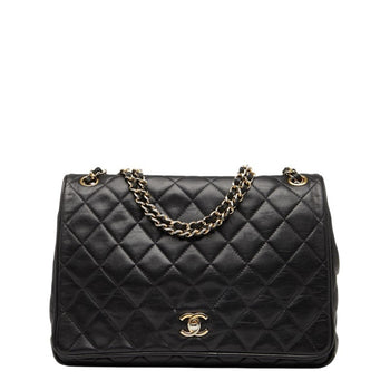 Chanel Matelasse Coco Mark Chain Shoulder Bag Handbag Black Lambskin