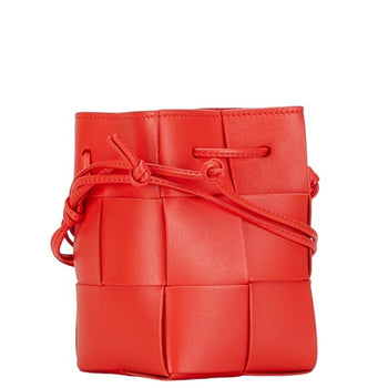 Bottega Veneta Maxi Intrecciato Small Cassette Bag Handbag Red Leather