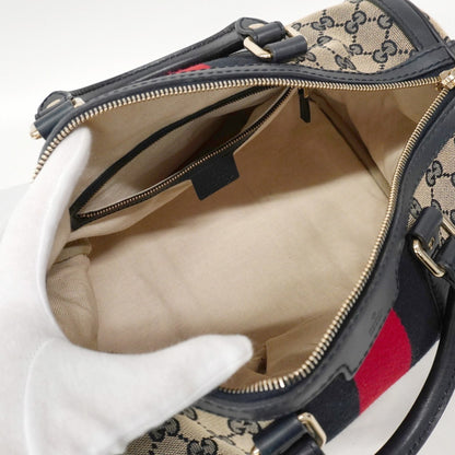 Gucci Gg Canvas Handbag 247205 Navy Champagne 2-Way Bag