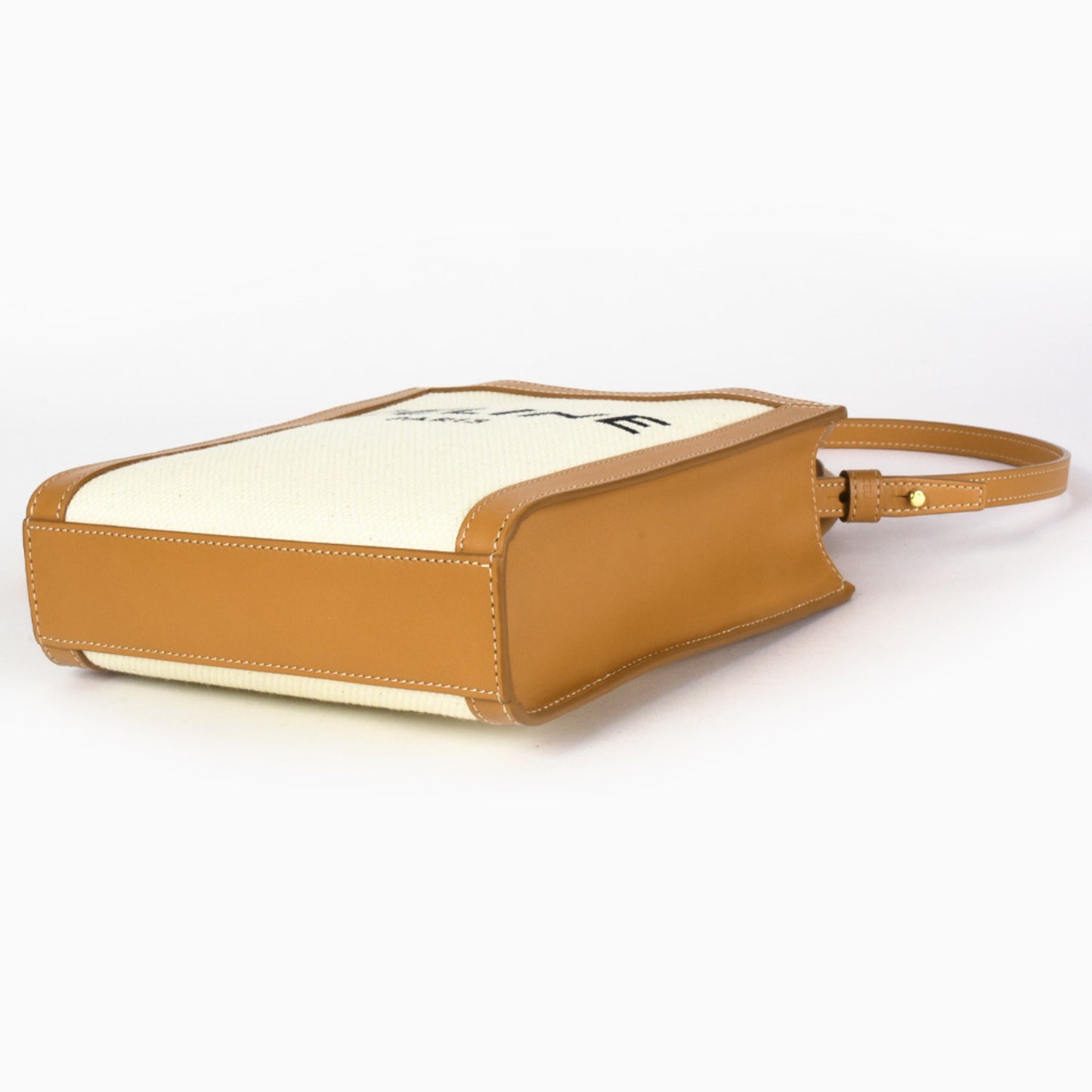 Celine Vertical Cabas Shoulder Bag Canvas Leather 193302Bnz.02Nt Natural (White) Tan