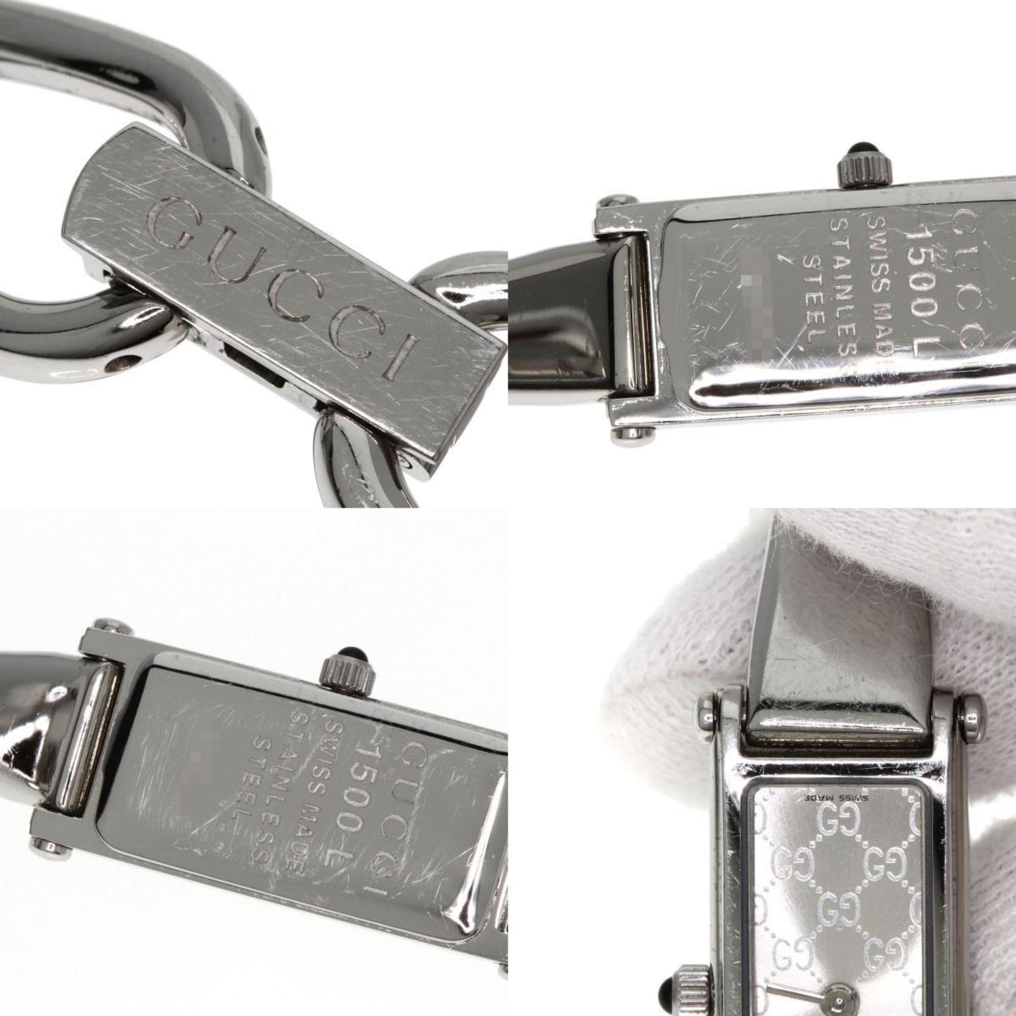 Gucci 1500L Gg Square Face Bangle Watch In Stainless Steel/Ss