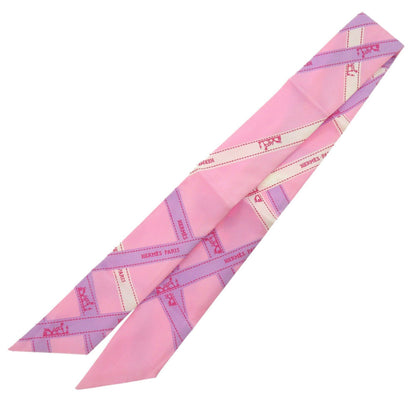 Hermes Twilly Bolduc Bolduc Silk Pink Scarf Muffler 0104 Hermes