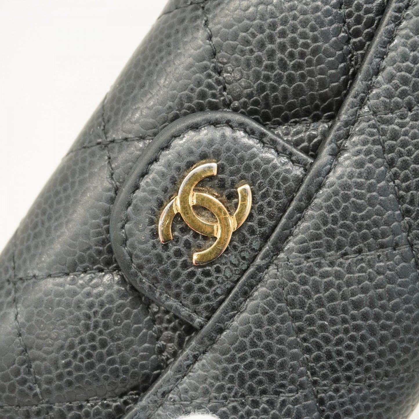 Chanel Matelasse Business Card Case In Caviar Leather