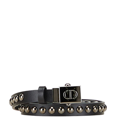 Christian Dior Dior Cd Logo Studded Belt In Black Leather