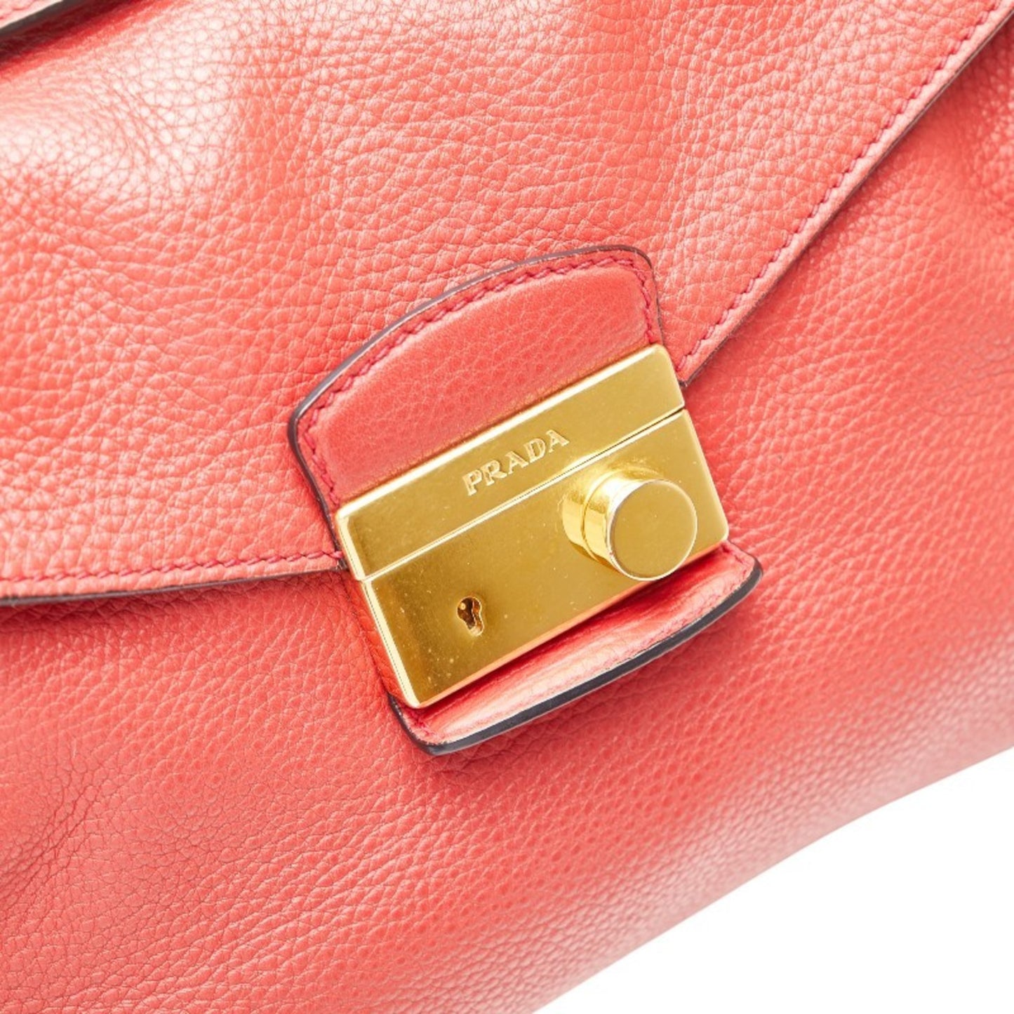 Prada 2-Way Handbag/Shoulder Bag Br5034 Red Leather