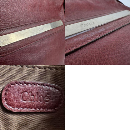 Chlo Chloe Shoulder Bag Leather Burgundy Silver