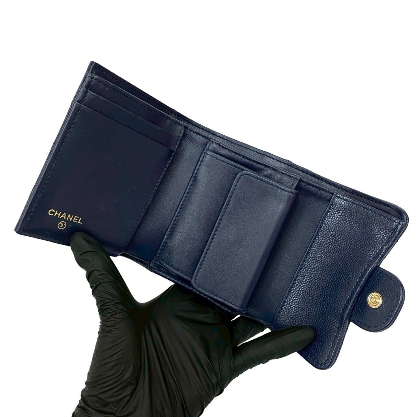 Chanel Matelasse Coco Caviar Leather Tri-Fold Wallet