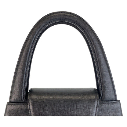 Givenchy Vintage Circle Logo Black Gold Hardware Leather Handbag