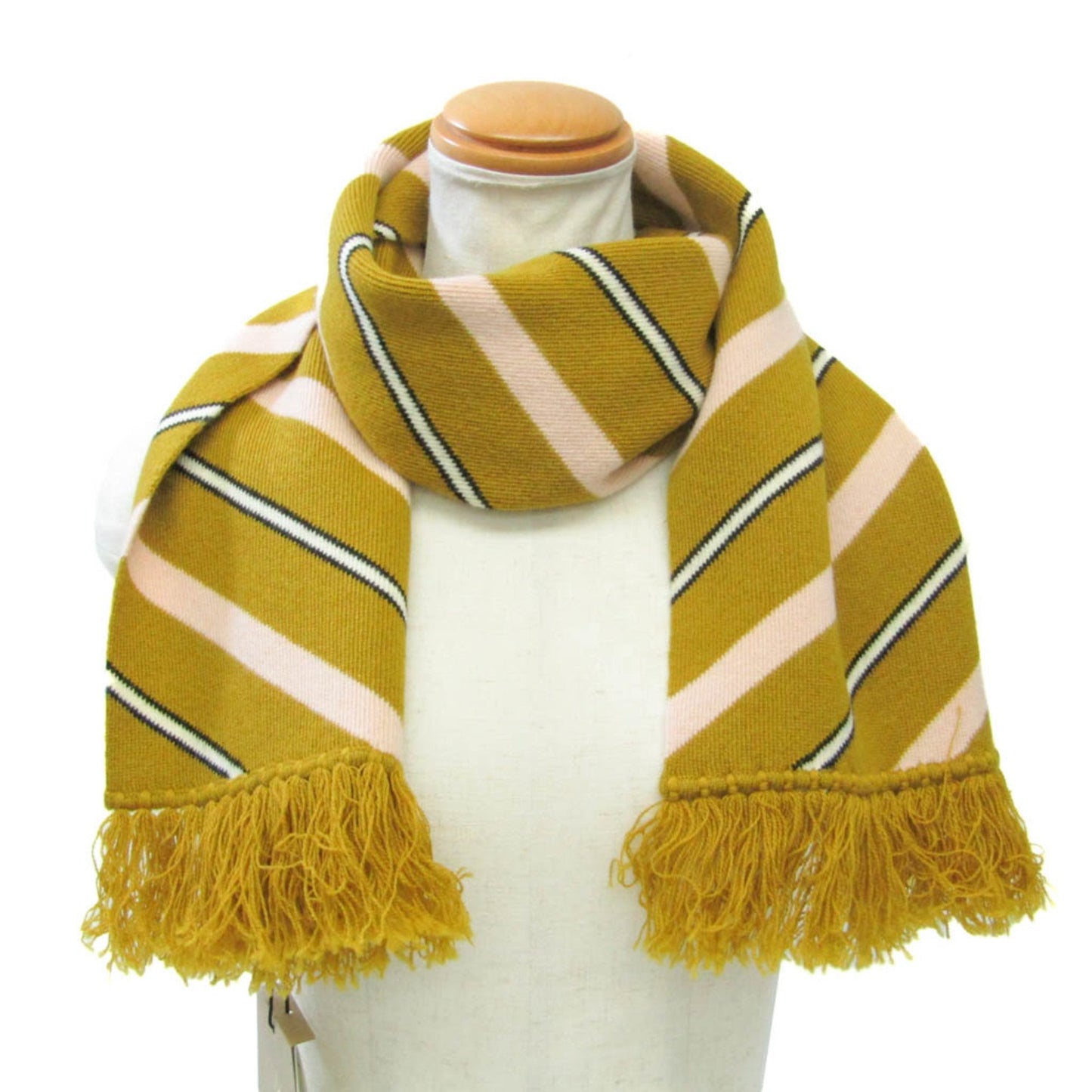 Burberry Knitted Stripe Tippet Muffler 407535 Women'S Wool Cashmere Stole Light Pink