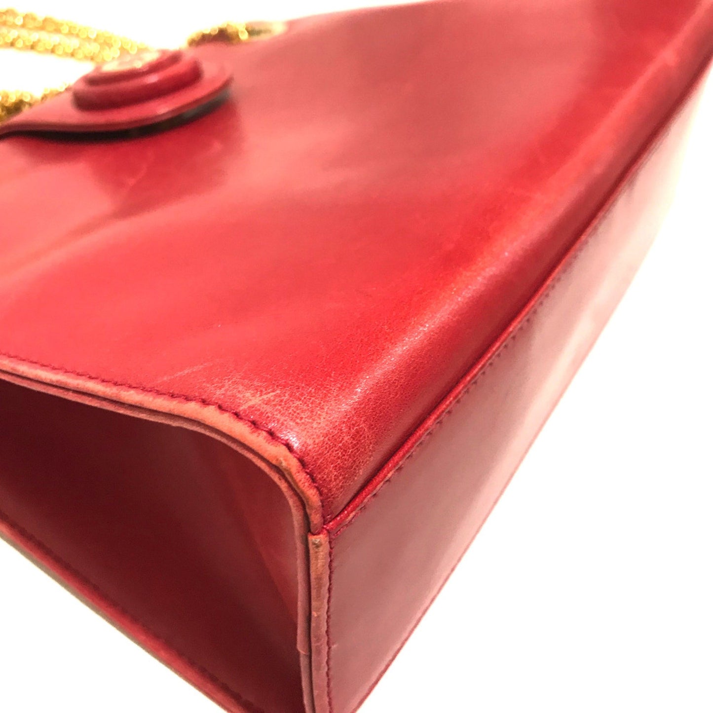 Tiffany&Co. Vintage Bag Pochette Chainshoulder Shoulder Bag Red Red Goldhardware
