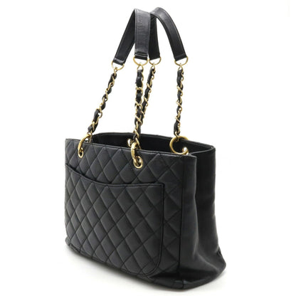 Chanel Chanel Matelasse Coco Mark Chain Tote Bag Shoulder Caviar Skin Leather Black A50995