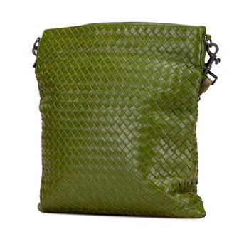 Bottega Veneta Intrecciato Crossbody Shoulder Bag In Green Leather