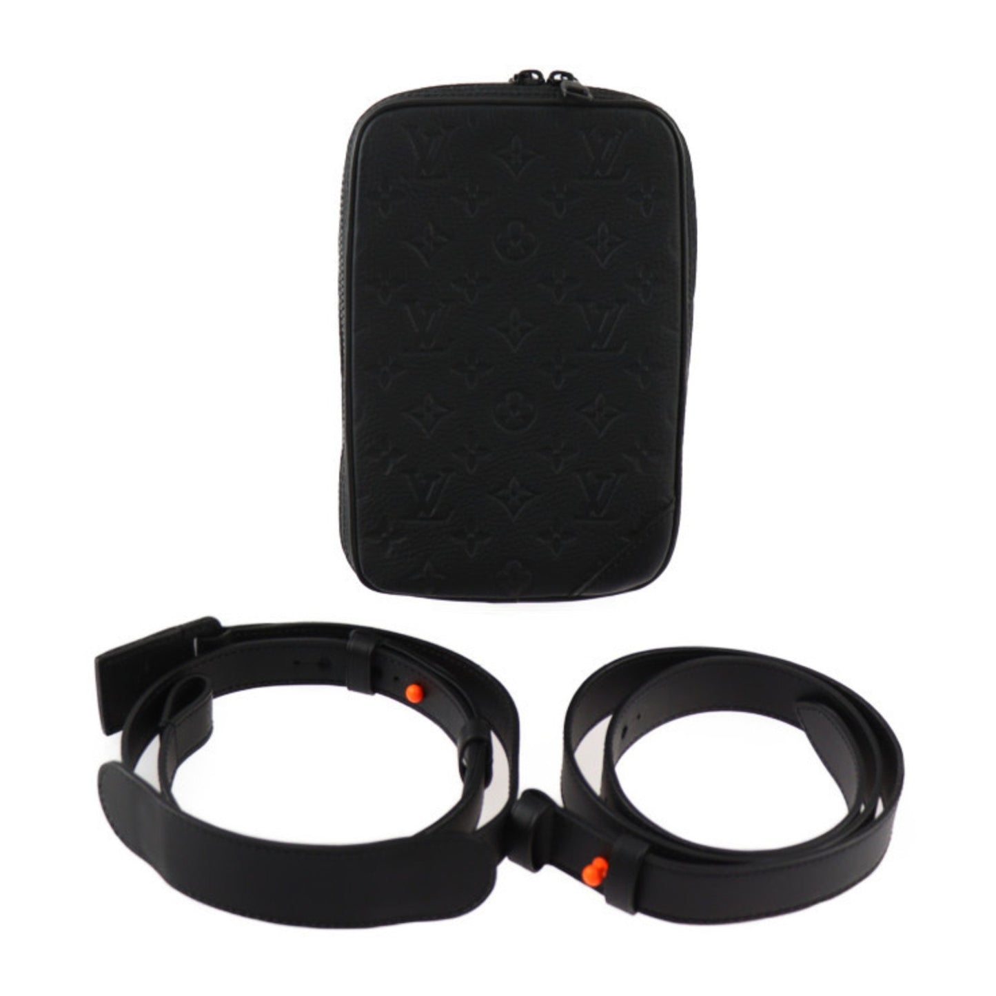 Louis Vuitton Utility Side Bag Shoulder M53298 Taurillon Leather Black Orange Body Pouch Vuitton