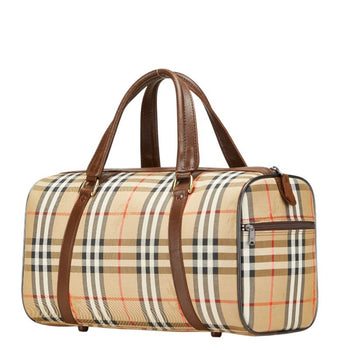 Burberry Nova Check Shadow Horse Boston Bag In Beige