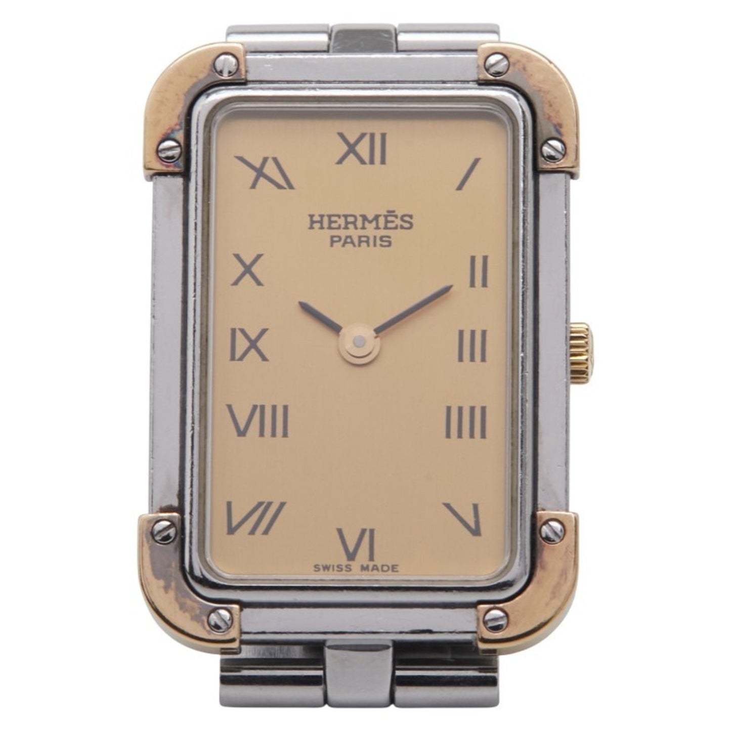 Herms Cloiseur Watch Cr1.220 Quartz Gold Dial Stainless Steel Plated