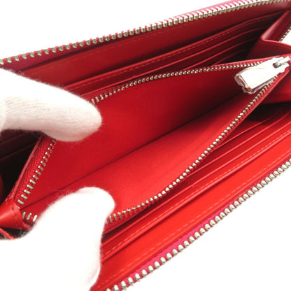 Christian Louboutin Panettone Studs 1175161 Leather Rosa Pink Red Round Long Wallet 0502Christian
