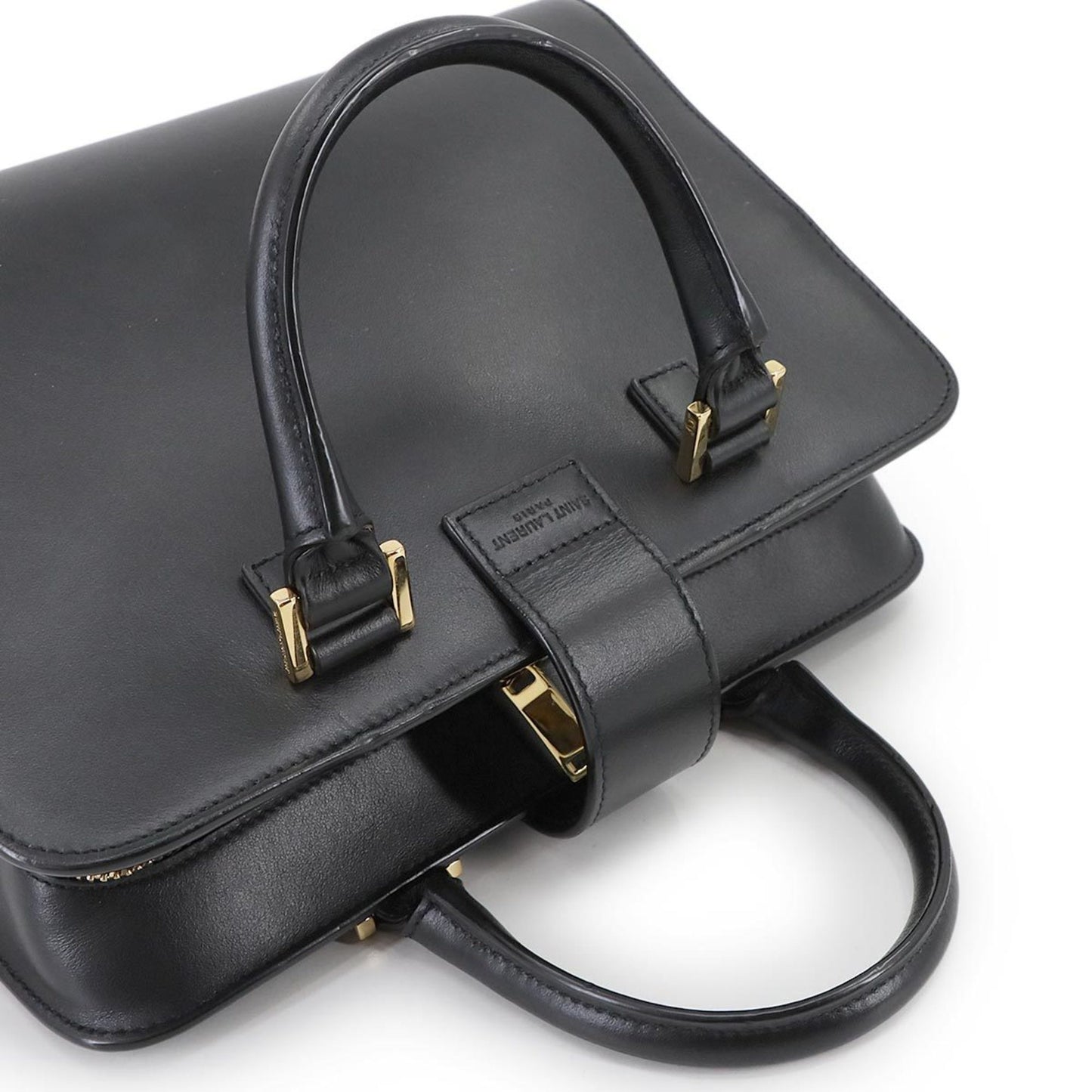 Saint Laurent Baby Cabas 2-Way Hand/Shoulder Bag In Black Leather