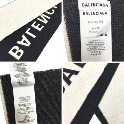 Balenciaga Marco Scarf 512732 Wool Black X White Aq10559