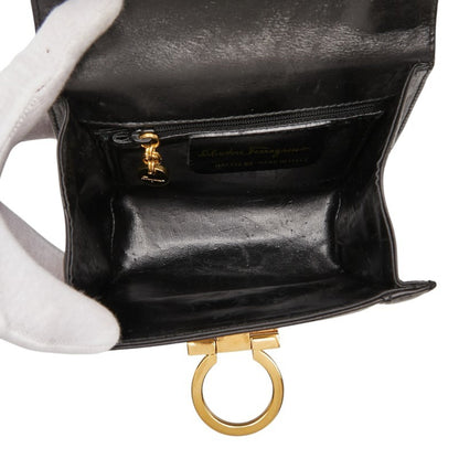 Salvatore Ferragamo Gancini Shoulder Bag In Black Leather