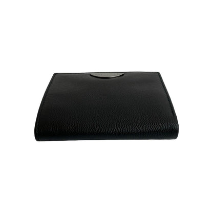 Christian Dior Logo Hardware Leather Genuine Bifold Mini Wallet Black 29110