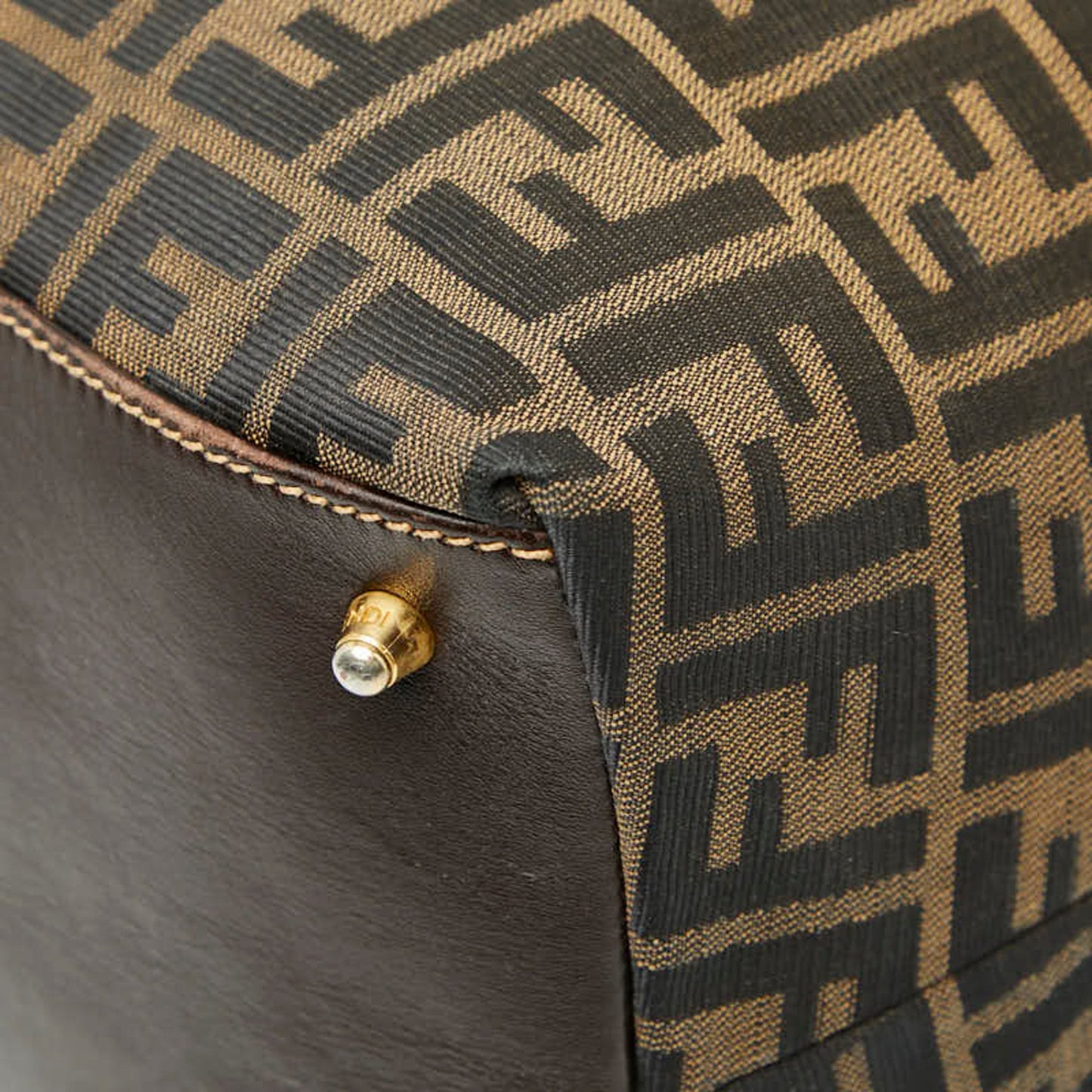 Fendi Zucca Handbag Tote Bag Brown Canvas