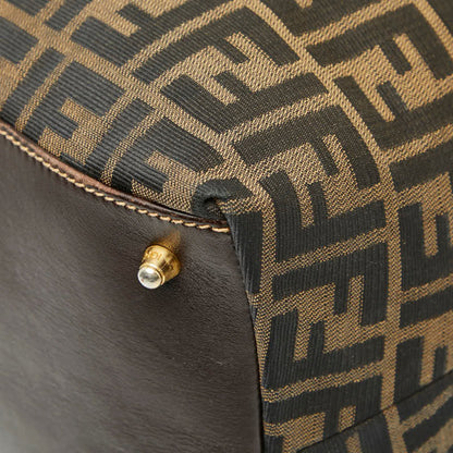 Fendi Zucca Handbag Tote Bag Brown Canvas