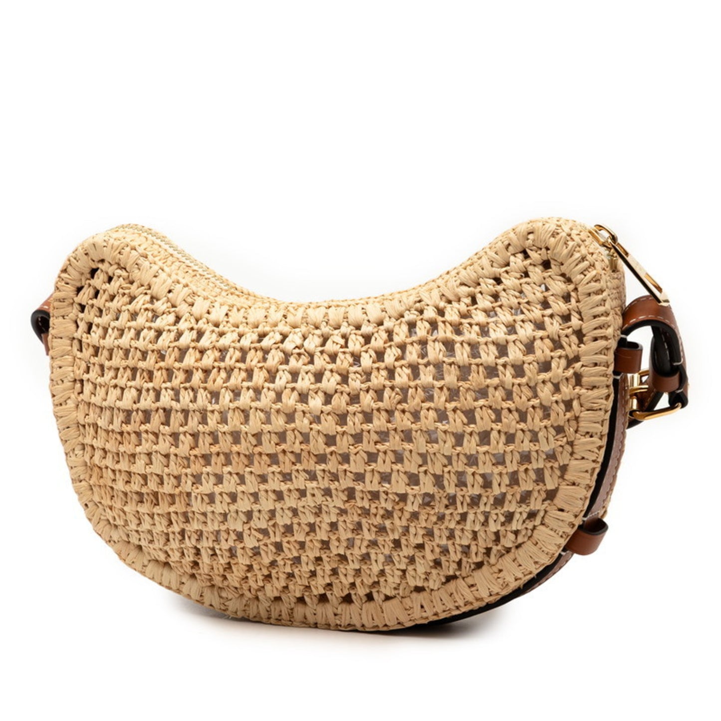 Louis Vuitton Croissant Shoulder Bag M24811 Beige Brown Raffia Leather